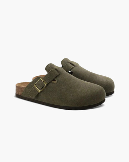 Aura d’Or Suede Clogs – Tijdloze Elegantie in Elke Stap